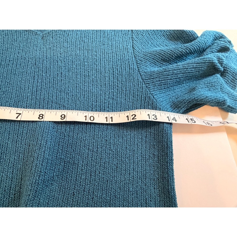 Free People FP Beach Teal Blue Knit V-Neck Puff Sleeve Maxi Dress XS OB1090340 - Picture 3 of 8